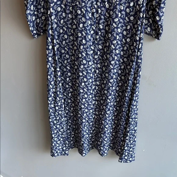 Reformation - Dark Blue & White Floral Print Long Sleeve Midi Dress Sz 10 NWT - Picture 10 of 13